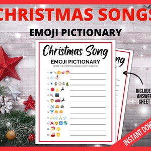 Christmas Songs Emoji Pictionary Game, Fun Christmas Game, Xmas Emoji Game, Fun Christmas Activity, Christmas Game, Holiday Emoji Quiz Game