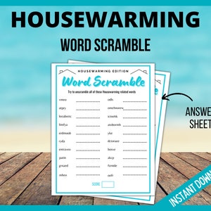 Housewarming Printable Game, Housewarming Word Scramble, New House, Housewarming Party Games, Homeowner game, Icebreaker Game