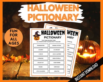 Halloween Pictionary, Halloween Printable Games, Halloween Family Game, Halloween Activity, Halloween Party Games, Spooky Fun Halloween Game