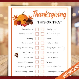 Thanksgiving This or That Game, Would You Rather Game, Thanksgiving Printable Games, Thanksgiving Party Games, Friendsgiving Day, Turkey day