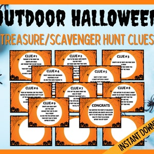 Outdoor Halloween Scavenger Hunt Clues, Halloween Treasure Hunt, Teens and Tweens, Halloween Party Games, Instant Download
