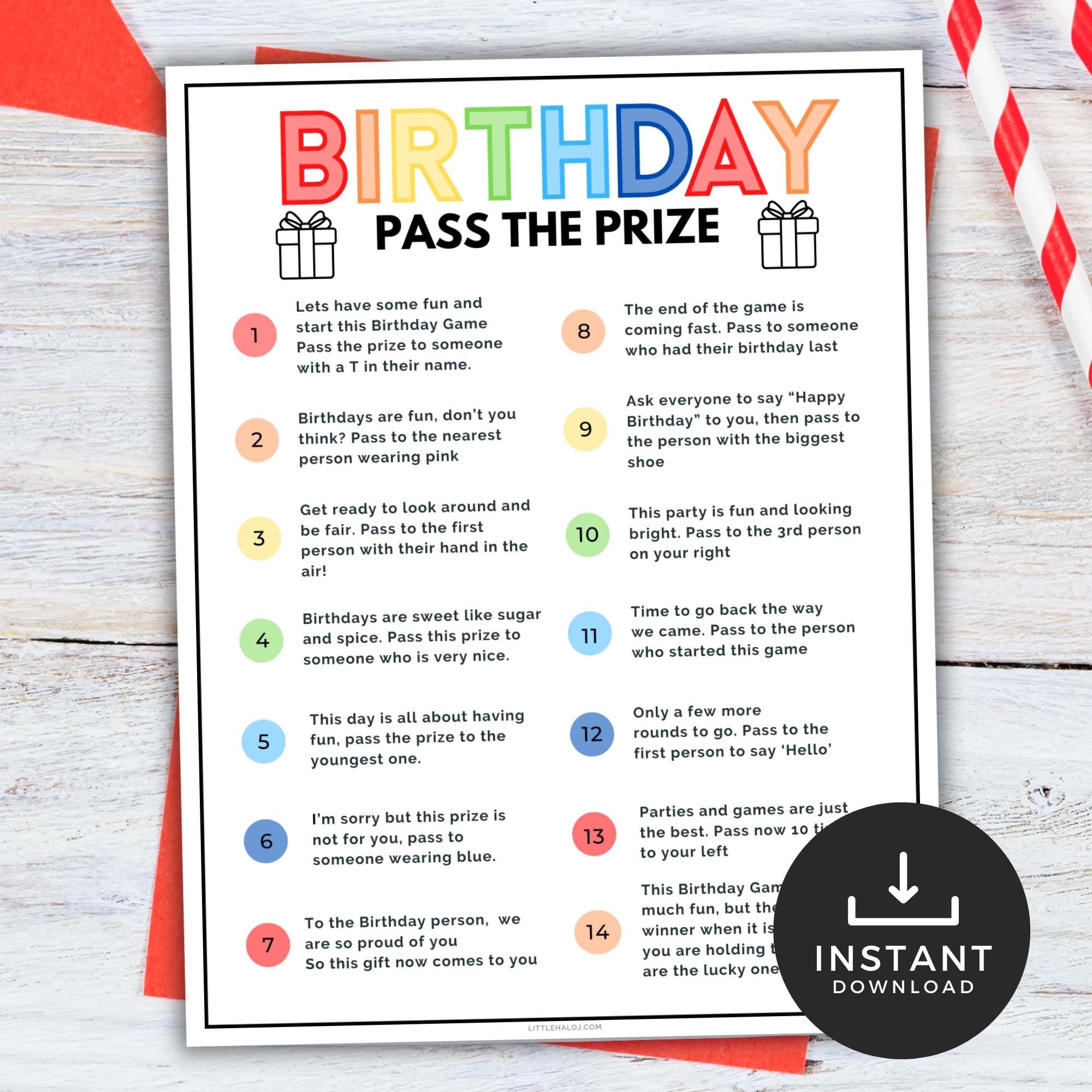 Pass the Parcel Party Game, Kids Party Printable Game, Birthday Party ...