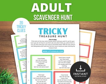 Adult Scavenger Hunt Printable, Treasure Hunt, Teen Scavenger hunt, At Home Adult Scavenger Hunt Clues, Easter Fun