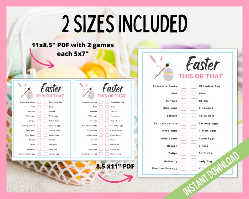 Easter This or That, Easter Would You Rather Game, Easter Bunny Fun Activities, Easter Games Kids Printable, Teens,Adult, Easter Party Games image 3