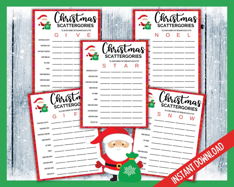 Christmas Santa Scattergories, Xmas Scattergories Printable Game, Christmas Eve Game, Scattergories List, Christmas Party Game image 2