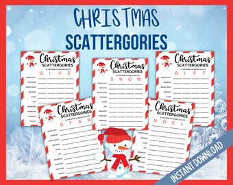 Christmas Snowman Scattergories, Xmas Scattergories Printable Game, Christmas Eve Game, Scattergories List, Christmas Party Game