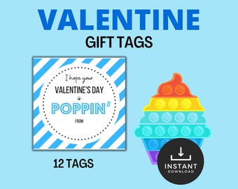 Valentijnsdag pop-it-kaart, Valentijnsdag pop-it-cadeaukaartjes, Valentijnsdagkaarten, afdrukbare Valentijnsdag pop-it vierkante tags
