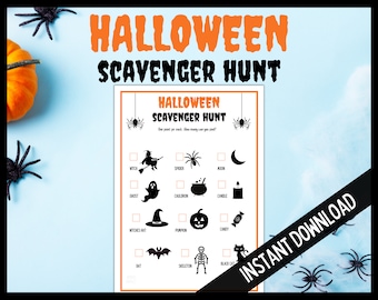 Halloween Scavenger Hunt, Halloween Fun Game, Halloween Activity, Halloween Party Games, Kids and Tween Party Games, Instant Download