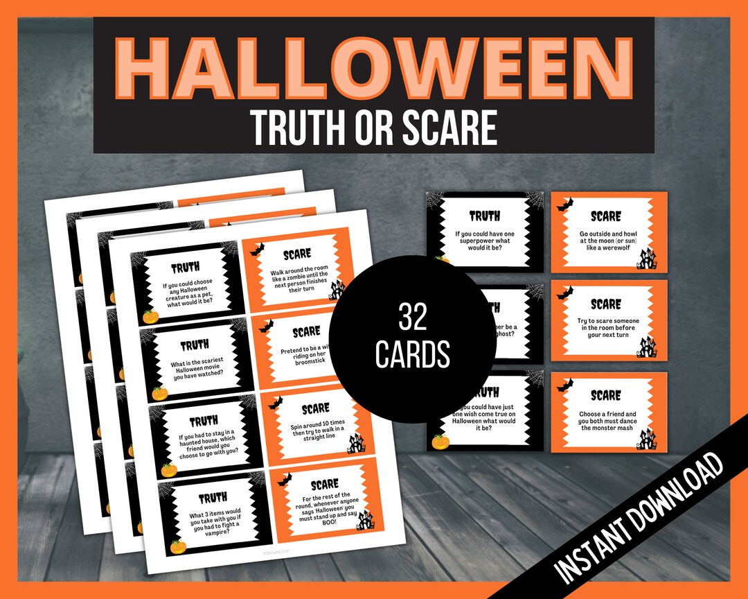 Halloween Truth Or Scare Truth Or Dare Halloween Game Halloween 