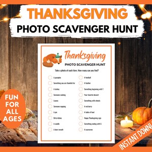 Thanksgiving Games Bundle, Selfie Scavenger Hunt, Find Someone Bingo, Thanksgiving Trivia, Thanksgiving Feud, Family Thanksgiving Fun image 4