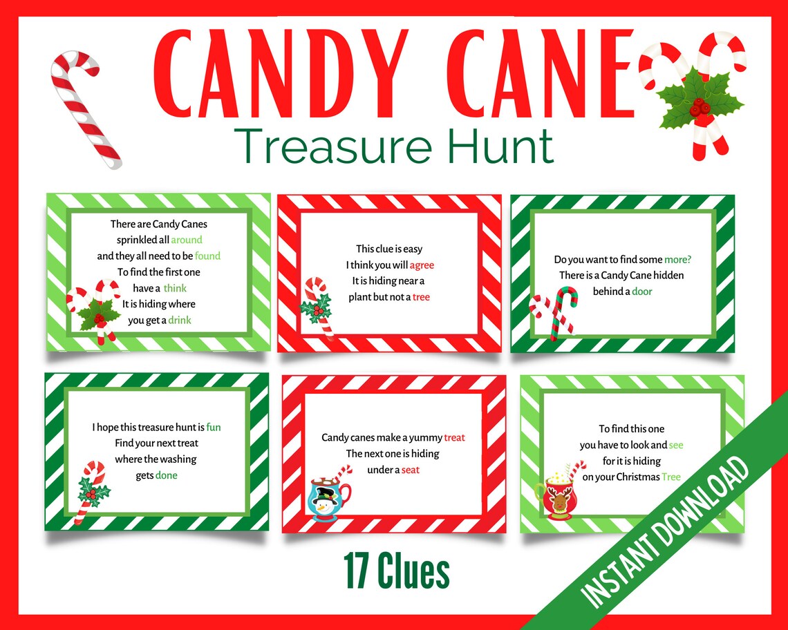 Candy Cane Treasure Hunt Christmas Treasure Hunt Candy Cane Etsy