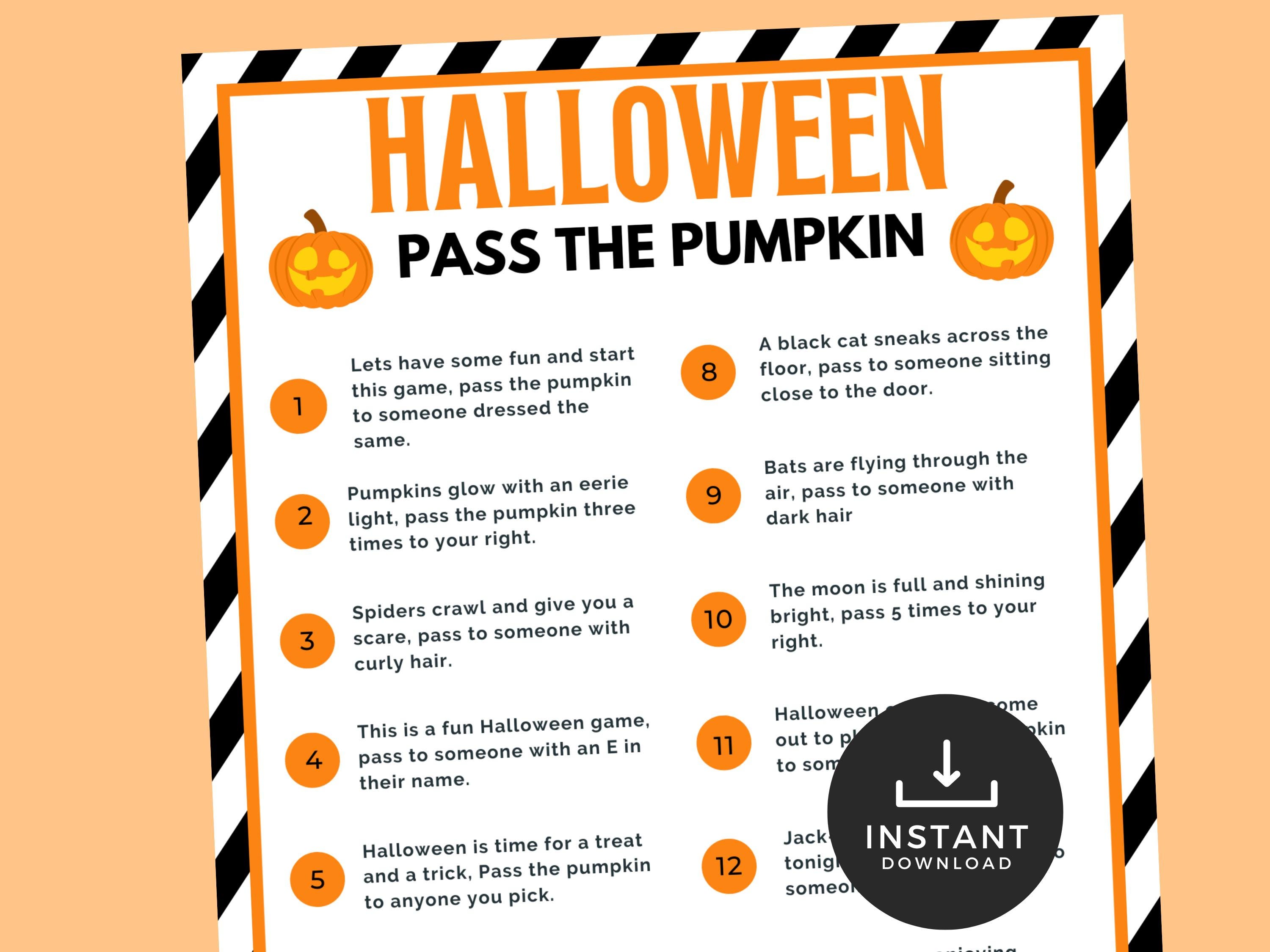 Halloween Pass the Candy, Halloween Pass the Pumpkin Printable Game ...