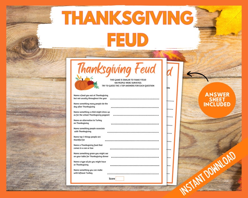 Thanksgiving Games Bundle, Selfie Scavenger Hunt, Find Someone Bingo, Thanksgiving Trivia, Thanksgiving Feud, Family Thanksgiving Fun image 6