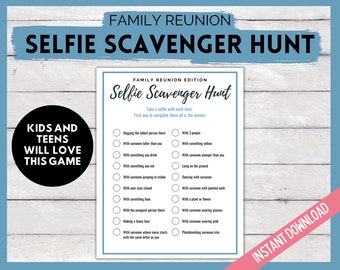 Selfie Scavenger Hunt Family Reunion Game, Family Reunion Games, Family Reunion Party Game, Family Gathering Fun, Icebreaker Game