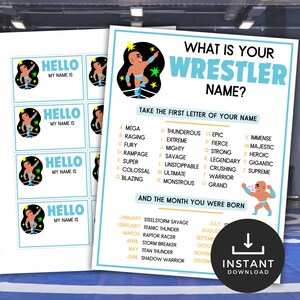 Wrestler Letters What's Your Wrestler Name Game, Printable Wrestler Party Game, Boys ...