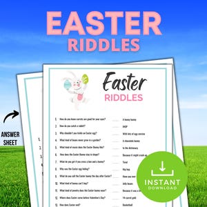 Kids Easter Riddles, Printable Easter Games for Kids, Holiday Activities, Family Fun Easter Party Riddle Game, EasterActivity, Kids Jokes