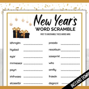 New Year's Eve Word Scramble, New Year's Eve Party Printable Games, Holiday Party Games, Party Word Scramble Printable, NYE Party Games image 1