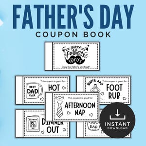 Boek met kortingsbonnen voor vaderdag, kortingsbonnen voor vaderdag, vaderdagcadeau, kortingsbonnen voor vader, boek met kortingsbonnen voor papa, afdrukbare kortingsbonnen
