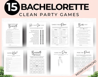 Clean Bachelorette Party Games Bundle, Printable Bridal Games, Bachelorette Games Bundle, Modern Minimalist, Bachelorette Games Printable