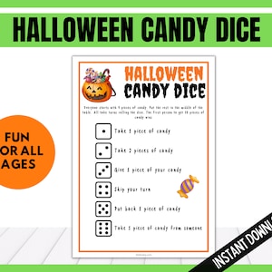 Halloween Candy Dice Game, Halloween Party Games for Kids, Kids Games, Fun Halloween Activity for Kids, Halloween Dice Game