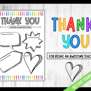 Teacher Appreciation Week Printable, Teacher Thank You, Teacher Appreciation Gift, Printable Coloring Card For Teacher, Students Printable