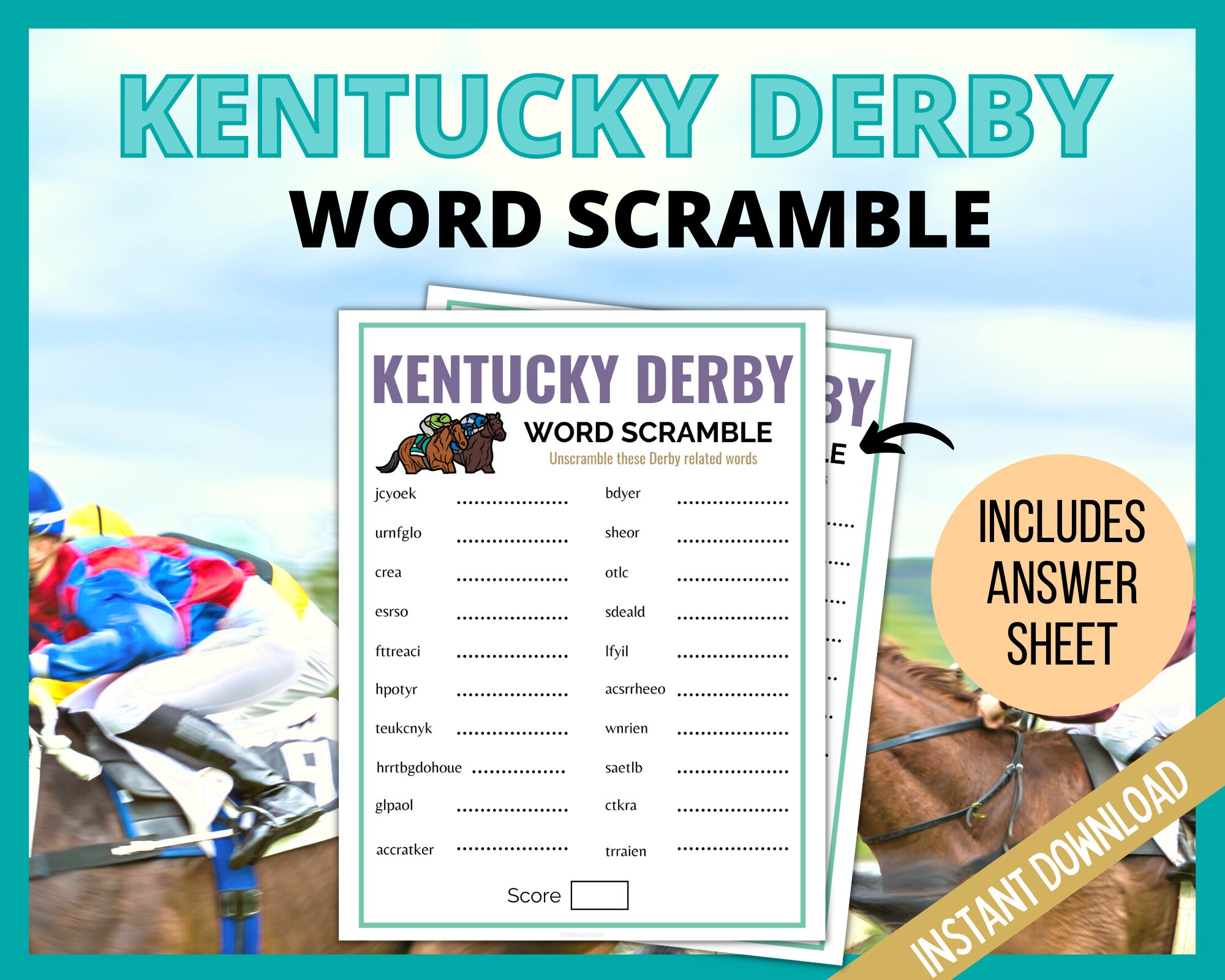 Kentucky Derby Printable Game, Kentucky Derby Word Scramble, Derby Party Game, Kids and Adults Activity, Triple Crown Party Game, Horse Race - Etsy kentucky-derby-printable-game-kentucky-derby-word-scramble-derby-party-game-kids-and-adults-activity-triple-crown-party-game-horse-race-etsy