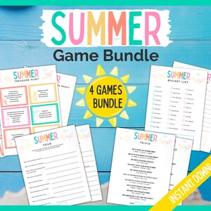 Summer Games Bundle, Summer Trivia Game, Summer Feud Game, Summer Printable Games, Summer Treasure Hunt, Summer Bucket List