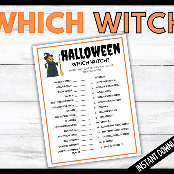 Halloween Which Witch is Witch?, Halloween Printable Games, Halloween Family Game, Halloween Matching Witch Game, Halloween Party Games