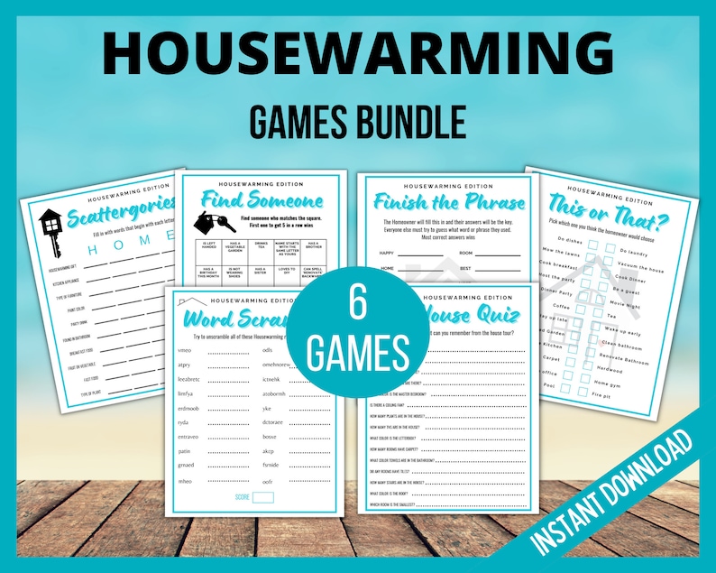 Housewarming Printable Games Bundle, Housewarming Game, New House, Housewarming Party Games, Homeowner games image 1