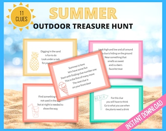 Summer Treasure Hunt Clues, Outdoor Treasure Hunt Clues, Summer Scavenger Hunt, Fun Summer Games, Kids Games, Summertime Games