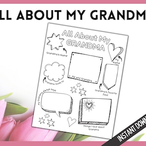 Alles über meine Oma, druckbare Malkarte für Oma, Grand Kinder Geschenk Alles über Oma, Alles über Oma Geschenk, Muttertagsgeschenkidee