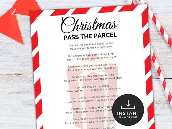 Christmas Pass the Parcel Party Game, Xmas Party Printable Game, Fun Christmas Party Game, Kids Party Game, Tween Party Game