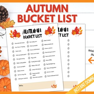 Autumn Bucket List Printable, Fall Things To Do, Fun Fall Activities for the Kids, Tweens, Teens and Adult, Things To Do Checklist