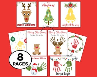 Christmas Handprint Footprint DIY Art, Holiday Printable Handprint, Festive Classroom Activity, Printable Craft Keepsake, Baby, Toddler