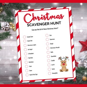 Christmas Scavenger Hunt, Christmas Printable Game, Fun Christmas Party Game, Kids, Christmas Treasure Hunt Clues