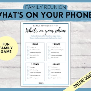 What&#39;s On Your Phone Family Reunion Game, Family Reunion Games, Family Reunion Party Game, Family Gathering Fun, Icebreaker Game