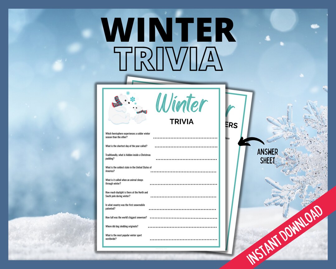 Winter Trivia Cold Weather Fun Game for Kids Teens and Etsy