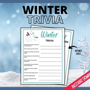 Winter Trivia, Cold Weather Fun Game for Kids, Teens and Adults, Wintertime Activity, Fun Winter Word Game, Holiday Party Game