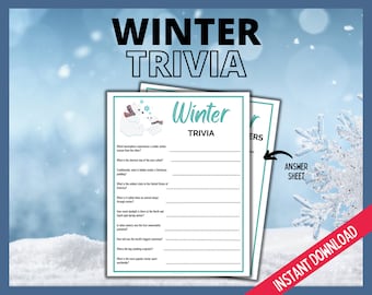 Winter Trivia, Cold Weather Fun Game for Kids, Teens and Adults, Wintertime Activity, Fun Winter Word Game, Holiday Party Game
