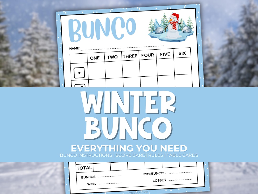 Winter Bunco Printable Party Pack and Scorecards Bunco Game Rules