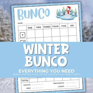 Winter Bunco Printable Party Pack and Scorecards, Bunco Game Rules, Tally Sheet, Download, Christmas Party Game, Dice Game