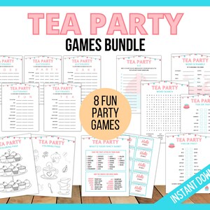 Tea Party Printable Games Bundle 8 Tea Party Fun Games - Etsy
