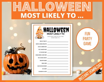 Halloween Most Likely To Printable Party Game, Guess the party guest, Family Halloween Game, Kids and Adults Party Games, activities