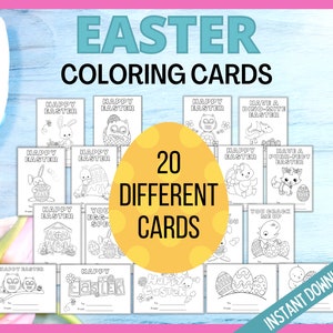 Easter Coloring Cards, Printable Easter Cards, Kids Easter Cards, Printable Coloring Easter Cards, Classroom Cards, Kids Easter Activity image 1