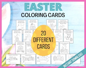 Easter Coloring Cards, Printable Easter Cards, Kids Easter Cards, Printable Coloring Easter Cards, Classroom Cards, Kids Easter Activity