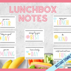 Lunchbox Notes For Kids, Back to School Notes, Printable Lunch Notes, Bright Lunchbox Notes, Positive Affirmation Lunch Box Notes
