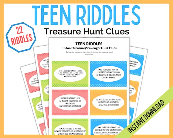 Teen Riddles, Teen Treasure Hunt, Teen Scavenger Hunt, Indoor Clues, Teen Clues, Birthday Treasure Hunt, Birthday Scavenger Hunt, Teen Games Il_570xn