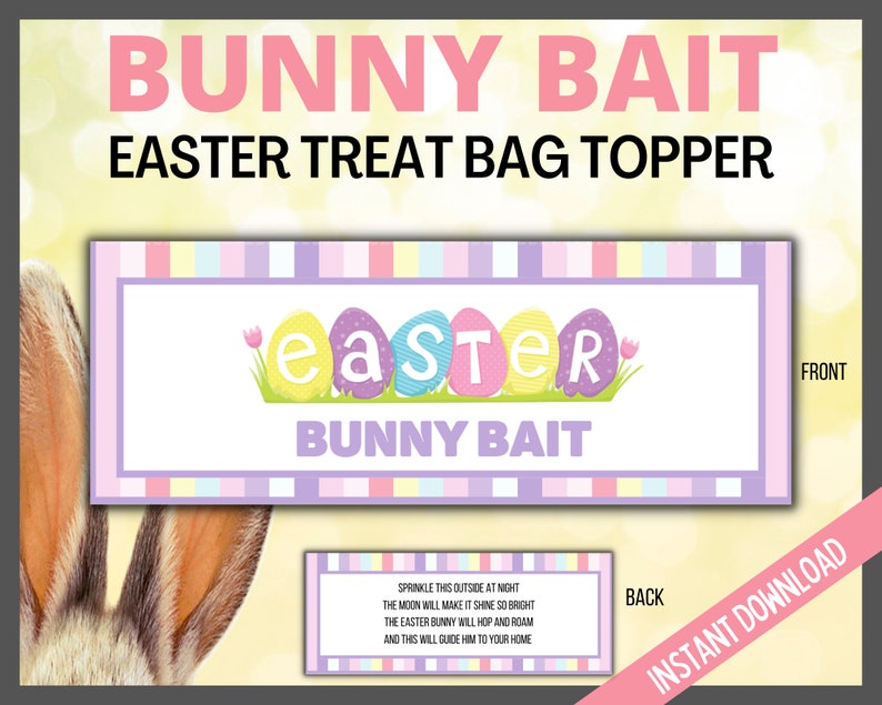 Easter Bunny Bait Printable Treat Bag Topper, Kids Easter Bunny Card, Easter Favor, Easter Gift Tags, Easter Cards, Printable Candy Topper image 3