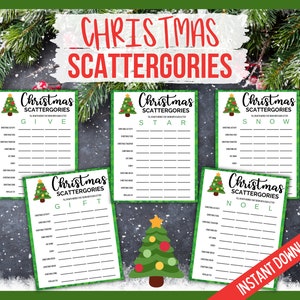 Christmas Tree Scattergories, Xmas Scattergories Printable Game, Christmas Eve Game, Scattergories List, Christmas Party Game
