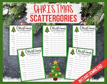 Christmas Tree Scattergories, Xmas Scattergories Printable Game, Christmas Eve Game, Scattergories List, Christmas Party Game